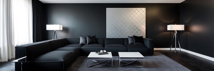 Trendy Modern Interior Design Combining Comfortable Decor with Cutting-Edge Aesthetics, Highlighting Smart Home Technology and Stylish Furnishings for a Fresh Look