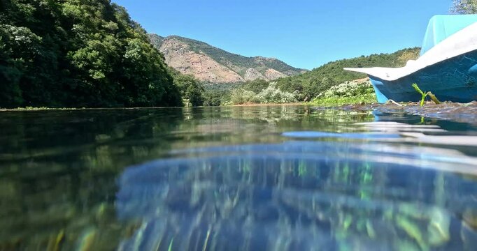 Blue eye river, Albania. Fairy magical river with Turquoise and green water in Muzine, Finiq, Albania, Europe.