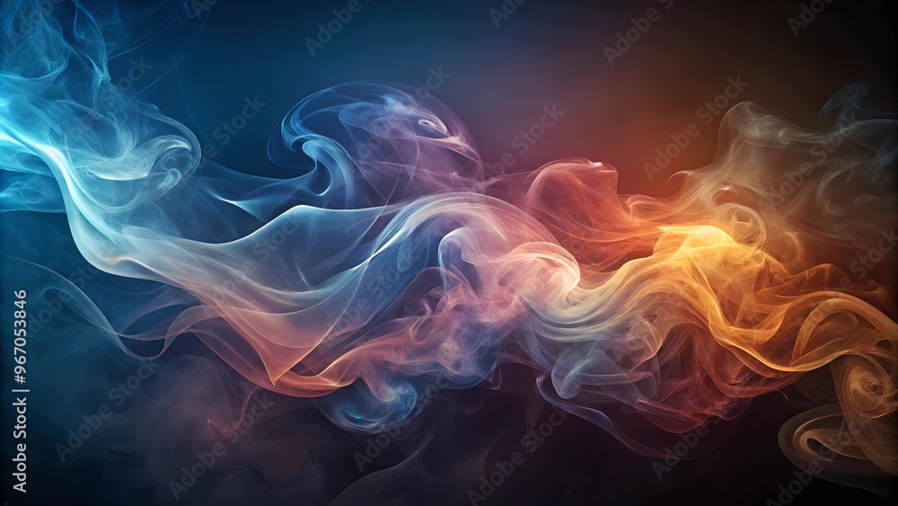 Poster Abstract colorful smoke design with flowing patterns, dynamic and vibrant background