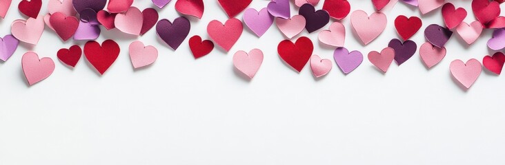 Obraz premium Colorful Paper Hearts Scattered for Valentines Day