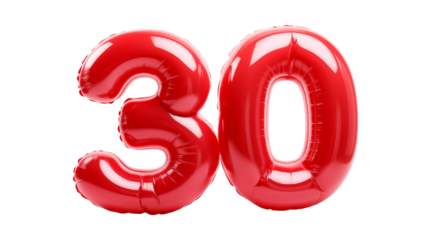 inflatable ball figured red number on a transparent background