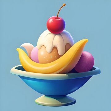 recommend clip art: A cheerful and colorful illustration of a banana split. perfect for adding a touch of fun to your designs.