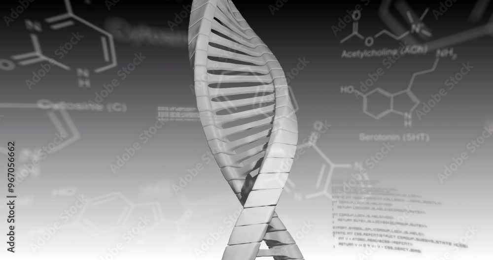 Poster animation of dna strand and scientific data processing
