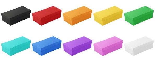 Colorful Rectangular Boxes Set Isolated On White Background Great For Packaging Design, Storage Solutions, Or Product Display Mockups . Generative ai