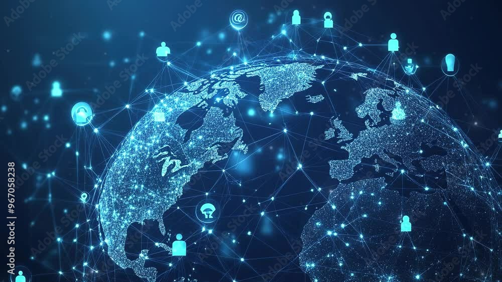 Aufkleber a world map with social network connections. global business connection or digital technology networ