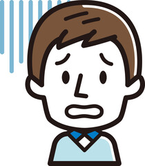 男性の表情アイコン　青ざめる