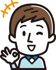 男性の表情アイコン　OKサイン