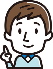 男性の表情アイコン　人差し指