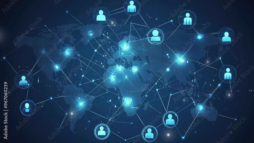 Aufkleber a world map with social network connections. global business connection or digital technology networ