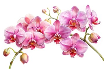 watercolor painting of pink orchids