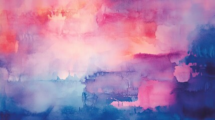 A vibrant abstract watercolor artwork featuring soft hues of pink and blue, perfect for modern decor and artistic inspiration.