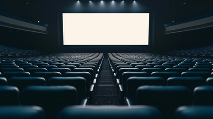 Empty Movie Theater with Blank Screen Ready for New Film or Presentation - Perfect for Entertainment and Cinema Themes