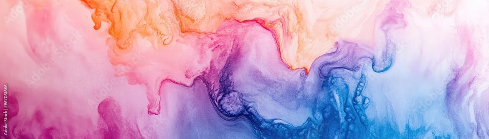 Poster a vibrant swirl of colors blending seamlessly in a dreamy abstract pattern, ideal for backgrounds an
