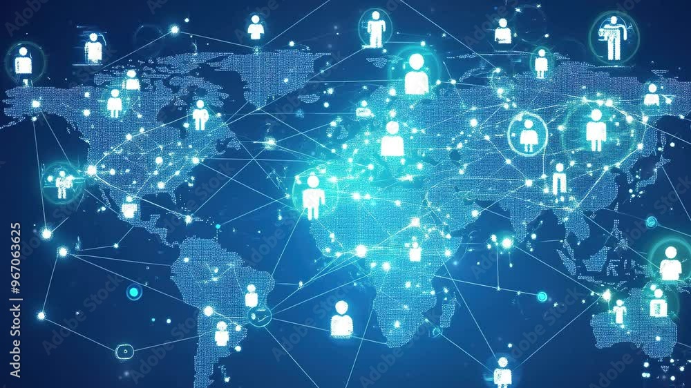 Aufkleber a world map with social network connections. global business connection or digital technology networ