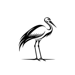 Fototapeta premium Minimalist heron bird silhouette illustration, A black-and-white minimalist illustration of a heron standing gracefully, showcasing elegance and nature in a simple, clean design. 