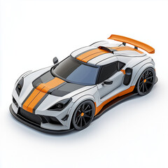 3D render of a detailed miniature car model isolated on a white background