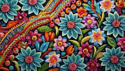 hispanic textile, vibrant Hispanic textile showcasing intricate patterns and bold colors such as red, yellow, green, and blue, representing traditional Latin American craftsmanship