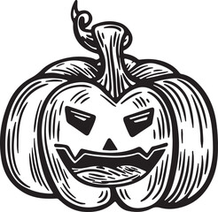 Halloween pumpkin line drawing vector illustration.