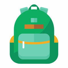 Green school backpack front view white background 