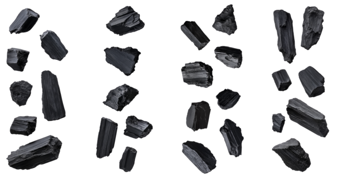 Natural wood charcoal isolated