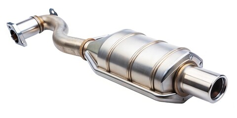 White catalytic converter and lambda sensor on gradient background