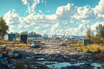 Waste landfill illustration created with Generative AI