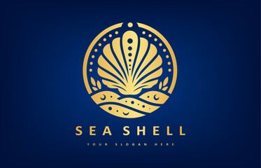 Seashell logo vector. Nature design.