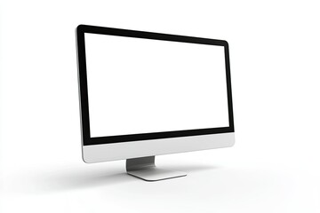 Side view of blank computer monitor isolated on white background with clipping path for the screen