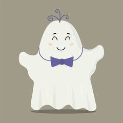 cute ghost illustration. Fall season flat design with ghost. Minimalist vector illustration.