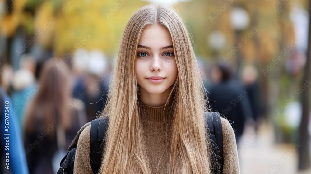 Canvas Prints A woman with long blonde hair standing in a crowd of people, AI