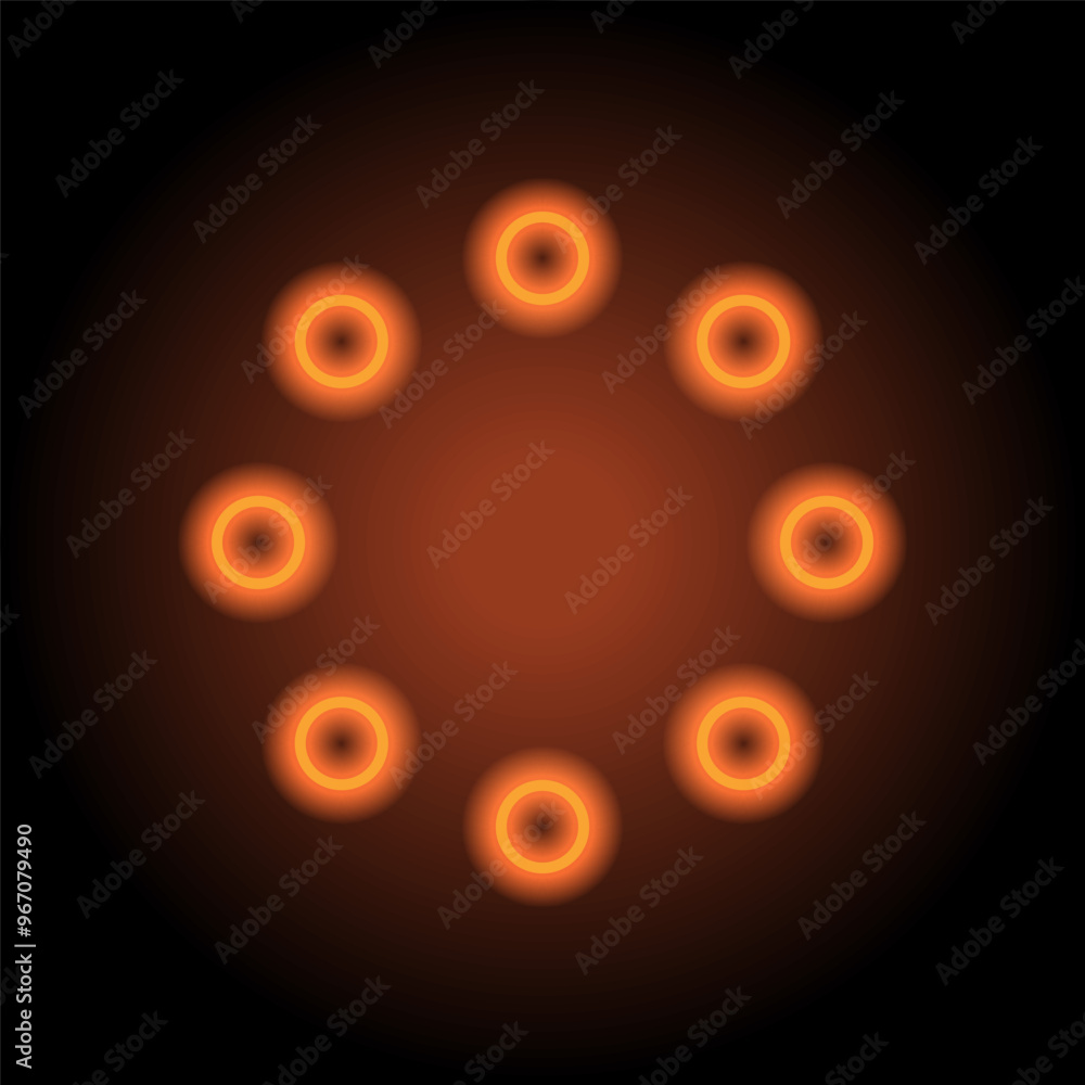 Poster loading vector simple icon. flat design. orange neon on black background