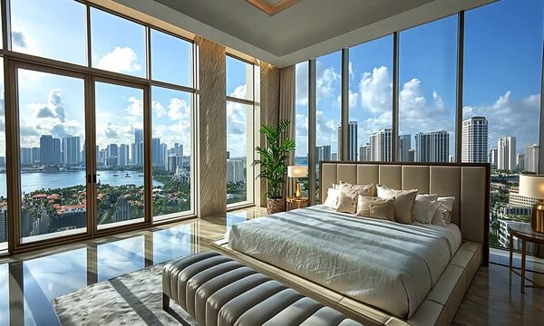 Luxury Bedroom with Breathtaking City View