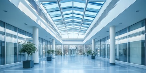 Obraz premium A modern building with expansive skylights flooding the space with natural light 
