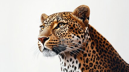 Fototapeta premium Close-up Portrait of a Leopard with a White Background