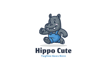 Hippo logo illustration vector Design template