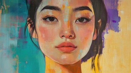 A Close-Up Portrait of a Woman with Long Black Hair