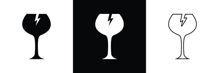 Broken glass. Fragile Packages, Logistics and Shipping Delivery Labels. Fragile Package Concept. Print Ready Design. Ensure Safe Handling in eps 10.