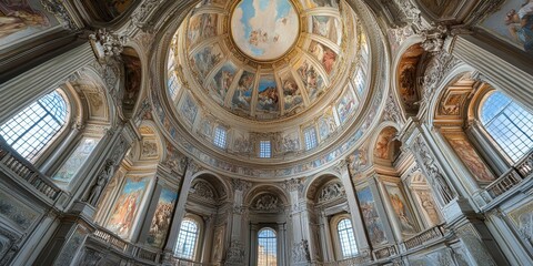 Fototapeta premium A Renaissance-style building with a large dome and beautifully painted frescoes inside