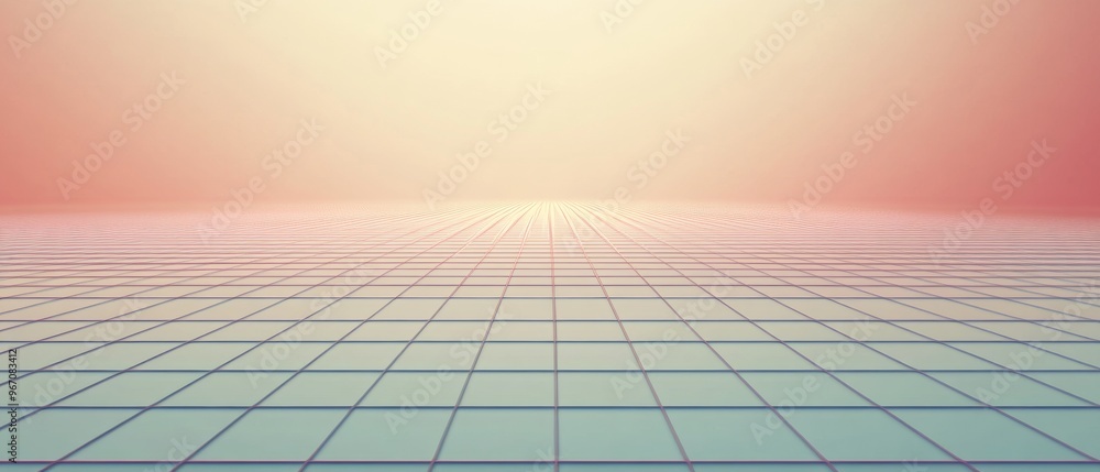 Poster a computer generated image of a vast, empty space with a pink and purple sky