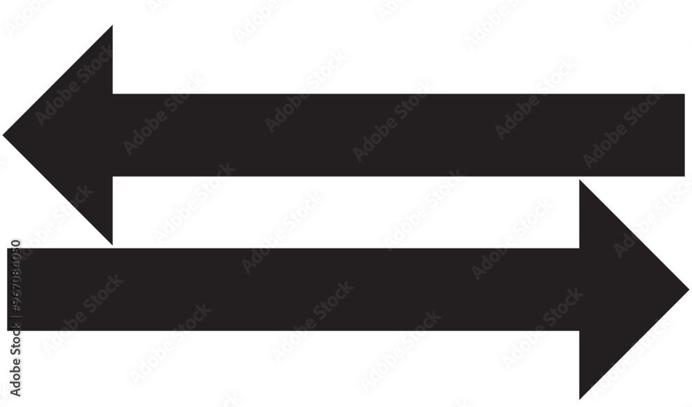 Poster straight long double vector arrow. horizontal long straight arrow with two left and right pointers. 