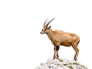 a goat standing on a rock
