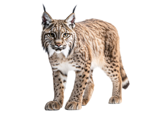 a lynx standing on a white background