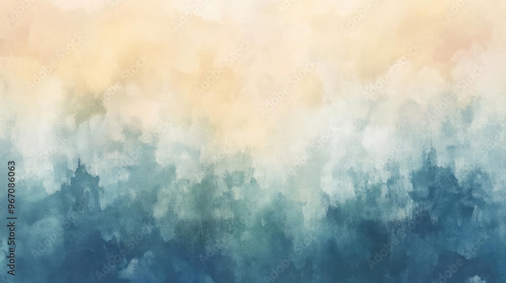 Poster a serene watercolor background blending soft hues of blue and beige, perfect for creating a calming 