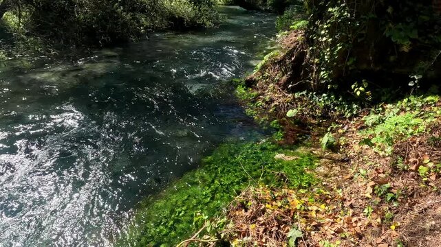 Blue eye river, Albania. Fairy magical river with Turquoise and green water in Muzine, Finiq, Albania, Europe.