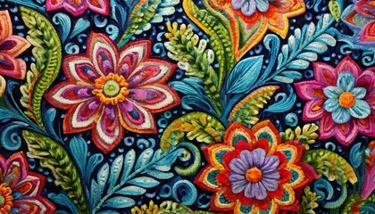 hispanic textile, vibrant Hispanic textile showcasing intricate patterns and bold colors such as red, yellow, green, and blue, representing traditional Latin American craftsmanship
