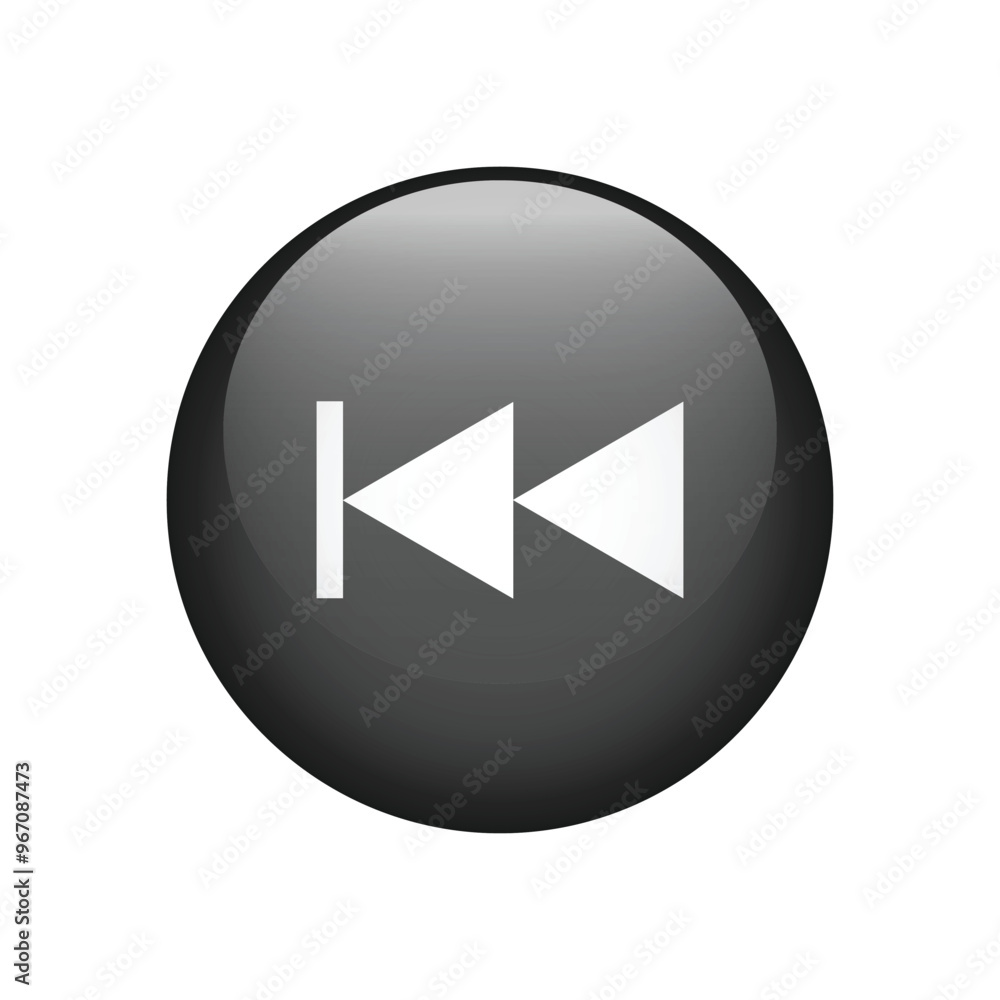Poster fast backward arrow button icon isolated. vector
