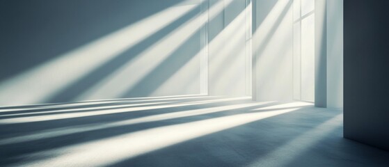 Obraz premium A large room with a window that is letting in sunlight