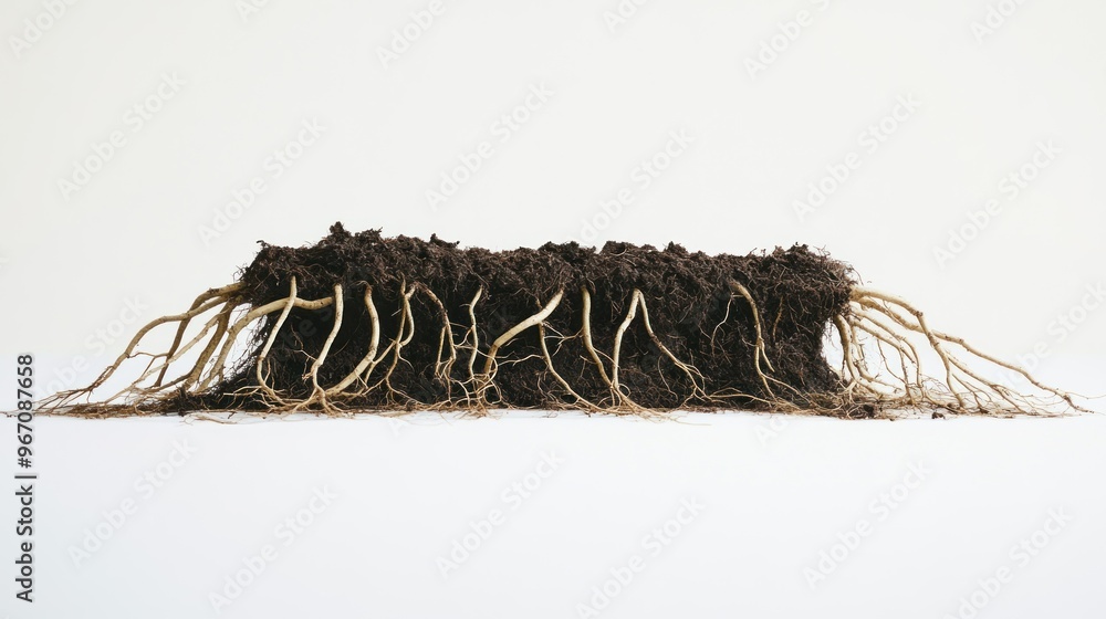 Poster A clump of soil with intricate root system