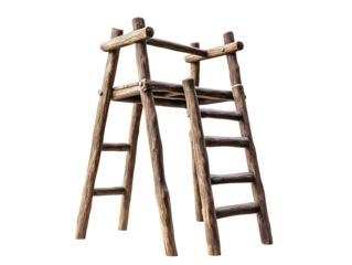 a wooden ladder with two ladders