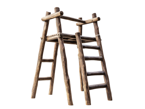 a wooden ladder with two ladders